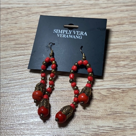 Simply Vera Vera Wang Orange Gold Dangle Earrings - Picture 1 of 4